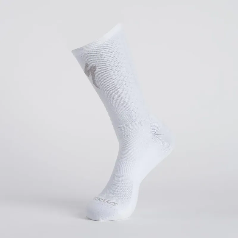 Specialized Kinetic Knit Tall Socks in White/Silver