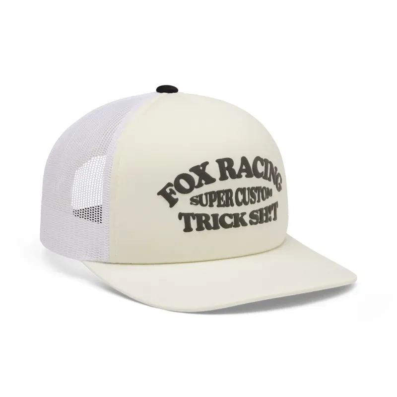 Fox Trick Mesh Trucker Hat in Off White