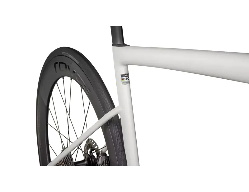 Specialized S-Works Tarmac SL8 in Satin Fog Tint/Green Ghost Pearl/Red-5