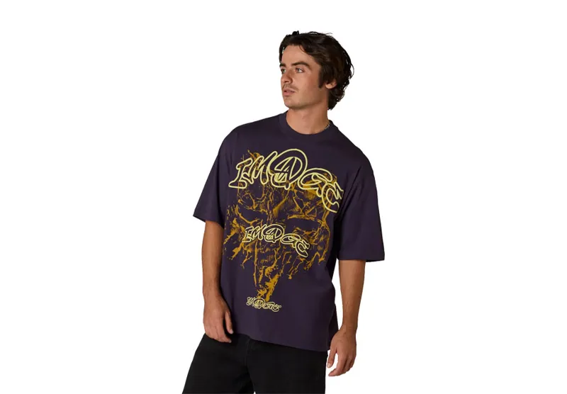 Fox Image Print Midweight Tee in Plum Perfect-2