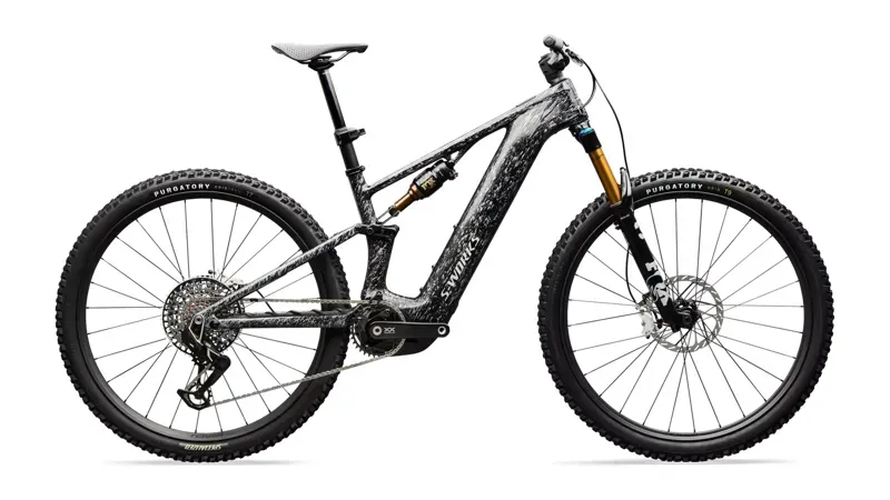 Specialized S-Works Turbo Levo R eMountain Bike in Gloss Silver Speckle Over Carbon